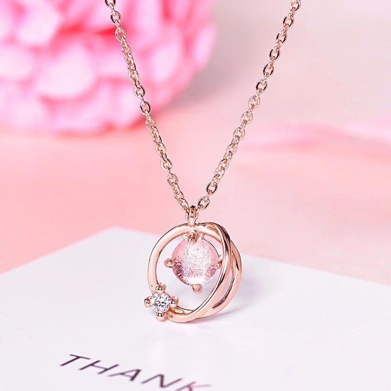 幻星球项链女学生韩版简约锁骨链吊坠闺蜜三人幻星球粉色普通包装头绳