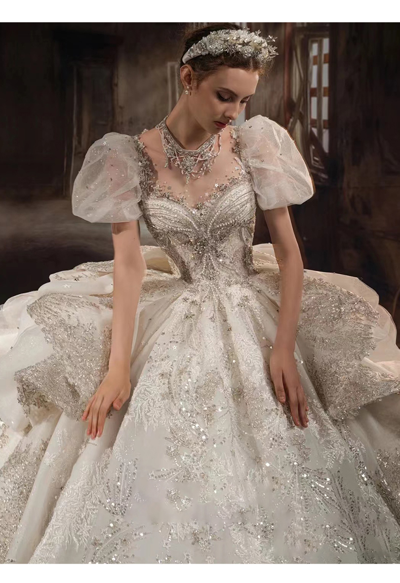 罗蒙romon宫廷风婚纱2022新款新娘法式复古重工拖尾感质感主纱2022齐