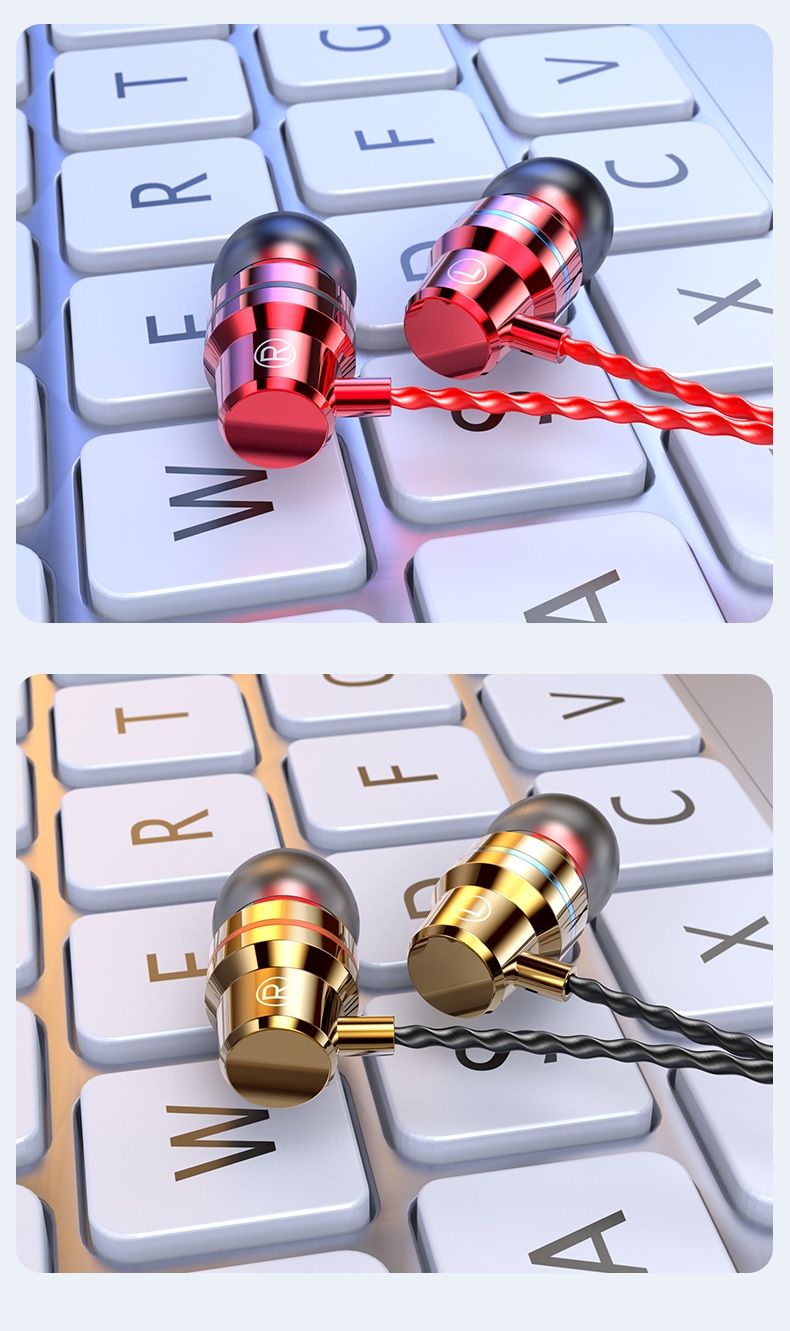 耳机入耳式手机电脑重低音有线带麦游戏耳塞k歌苹果安卓男女通用方头