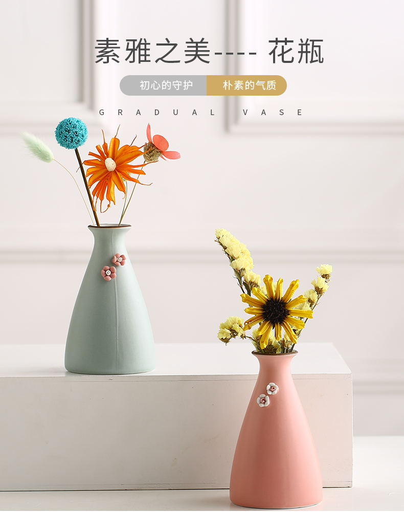 小清新陶瓷花瓶干花摆件北欧家居客厅电视柜插花装饰玄关墙面摆设6871 白瓷直肚瓶 干花套装 图片价格品牌报价 京东