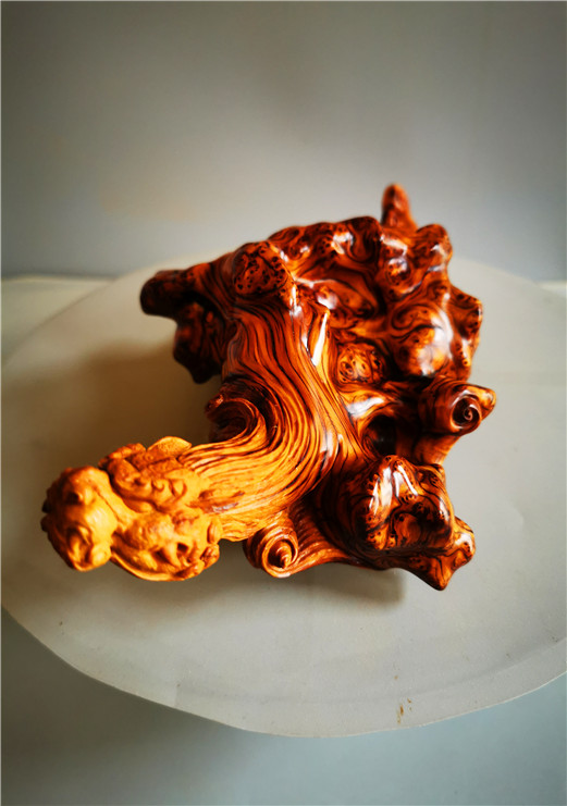 一北太行崖柏手把件瘤花把件陈化虎皮纹随形手把件毛料练手小料藕色a