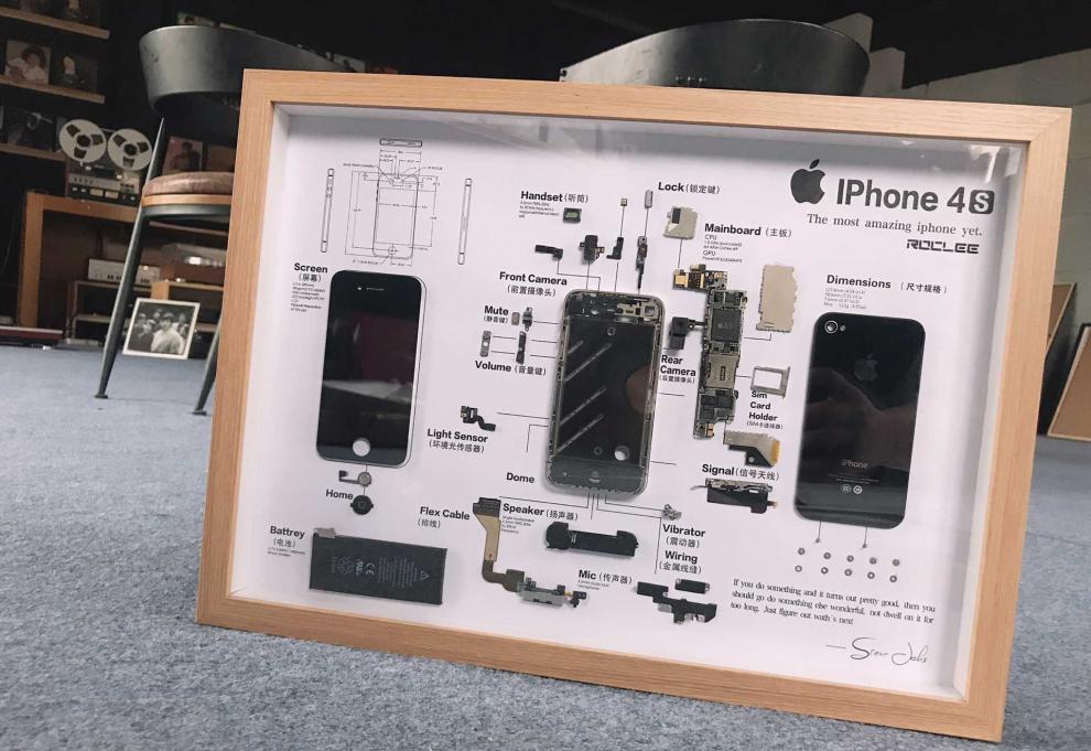 手机装裱 苹果iphone手机电子拆机拆解装裱框套装中空立体相框展示