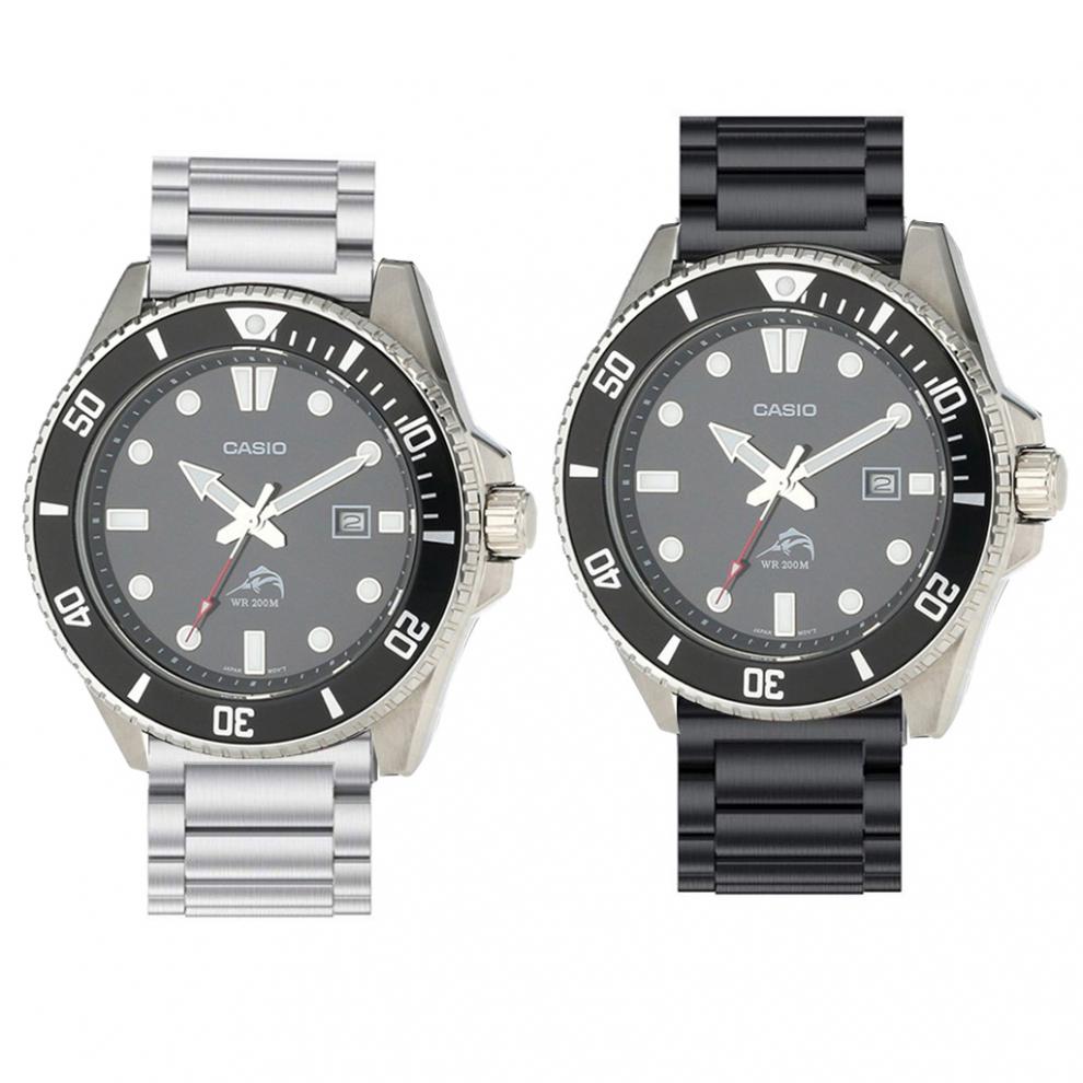 适用卡西欧剑鱼mdv106-1a手表表带 不锈钢精钢快拆腕带配件商务 金色