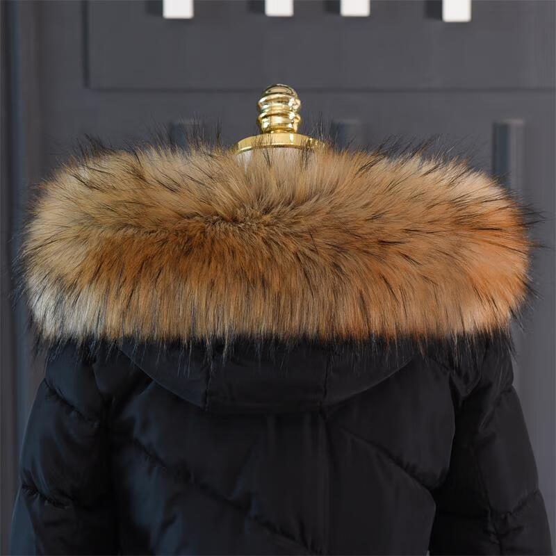 誓从新品超大毛领服通用2021百搭帽领仿狐狸仿仿貉子毛领女黑色50厘米