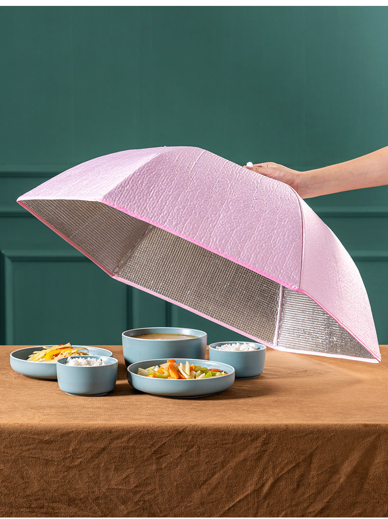 保温菜罩家用可拆洗餐桌罩可折叠饭菜罩子加厚遮菜防尘厨房食物罩音符