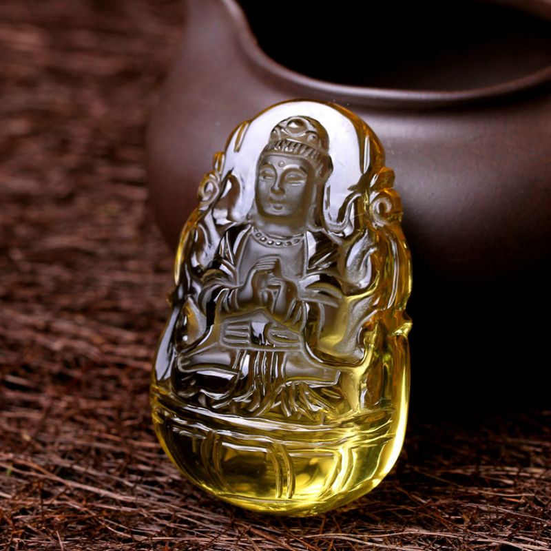 天然黄水晶大日如来生肖属羊猴本命佛守护神 送证书