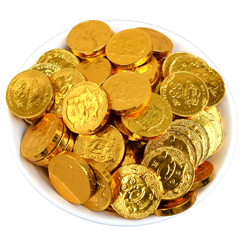 徐福记金币巧克力500g散装奇欧比喜糖果年货零食(代可可脂) 黄色 金币