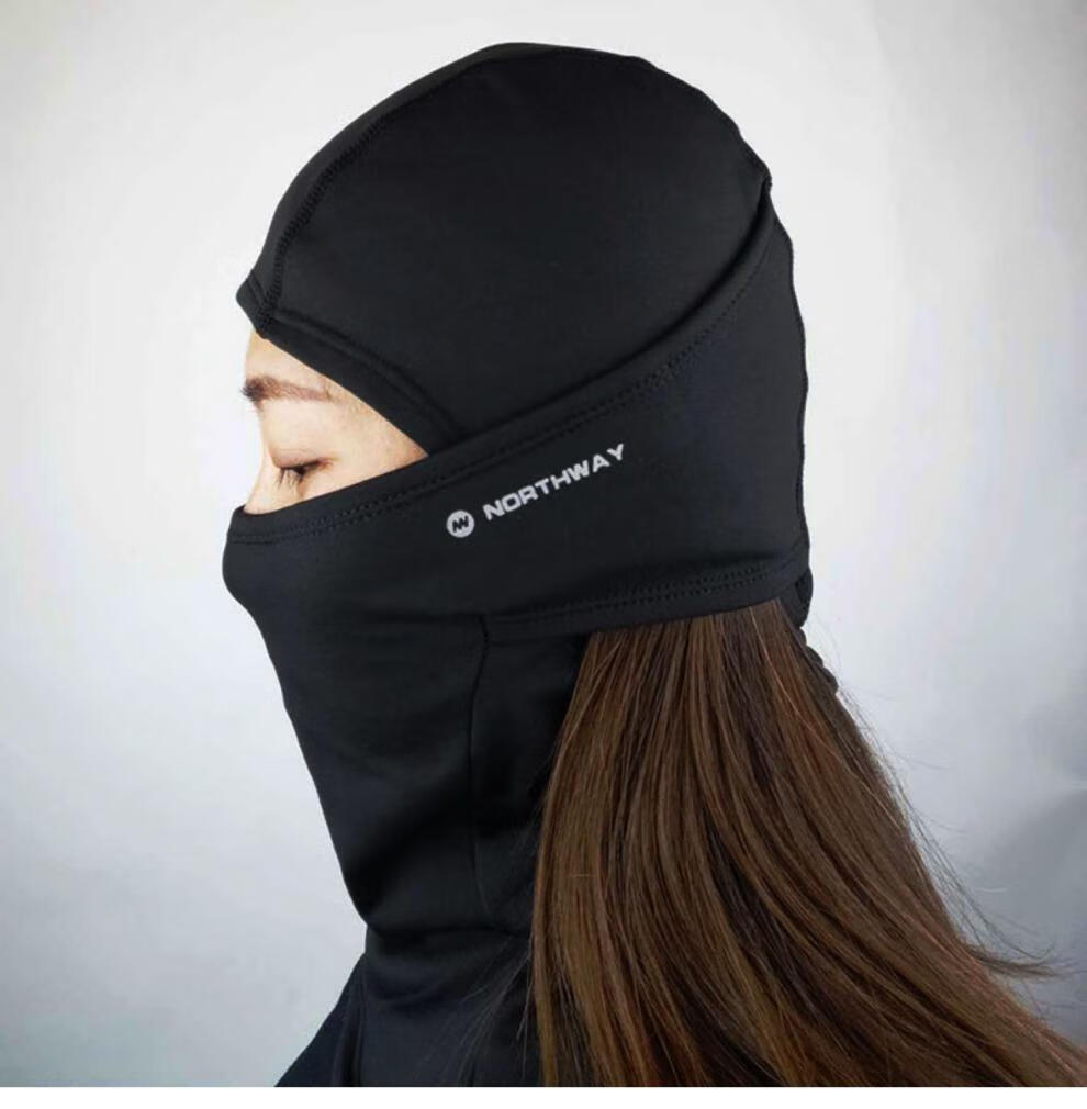 索典 滑雪护脸面罩2021新款男女经典脸速干防风套头面罩滑雪护脸 黑色