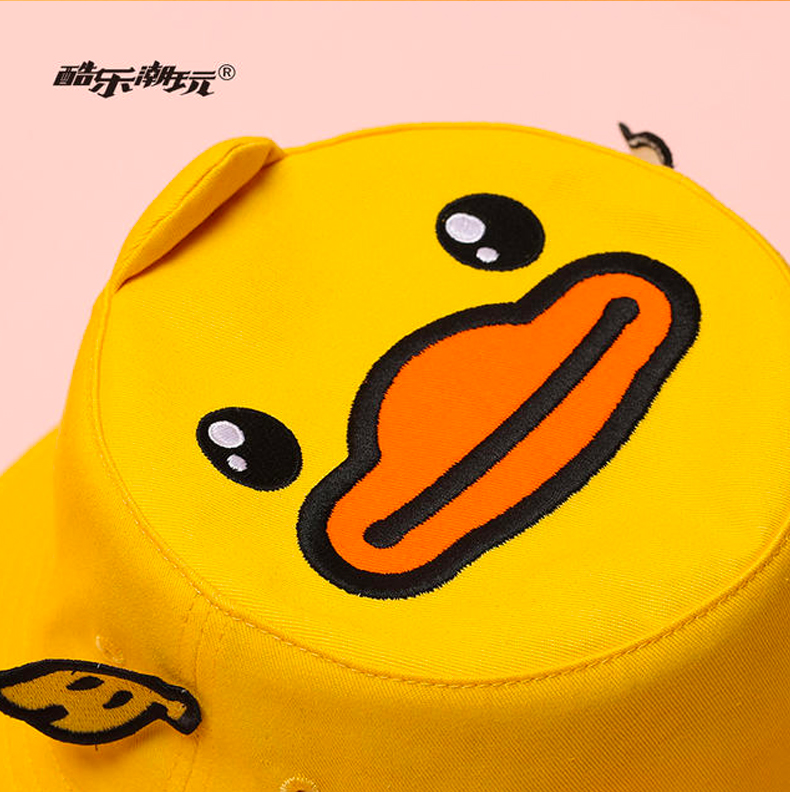 2022新款酷乐潮玩bdu小黄鸭翅膀盆帽女夏网红盆帽渔夫帽女韩版休闲bdu