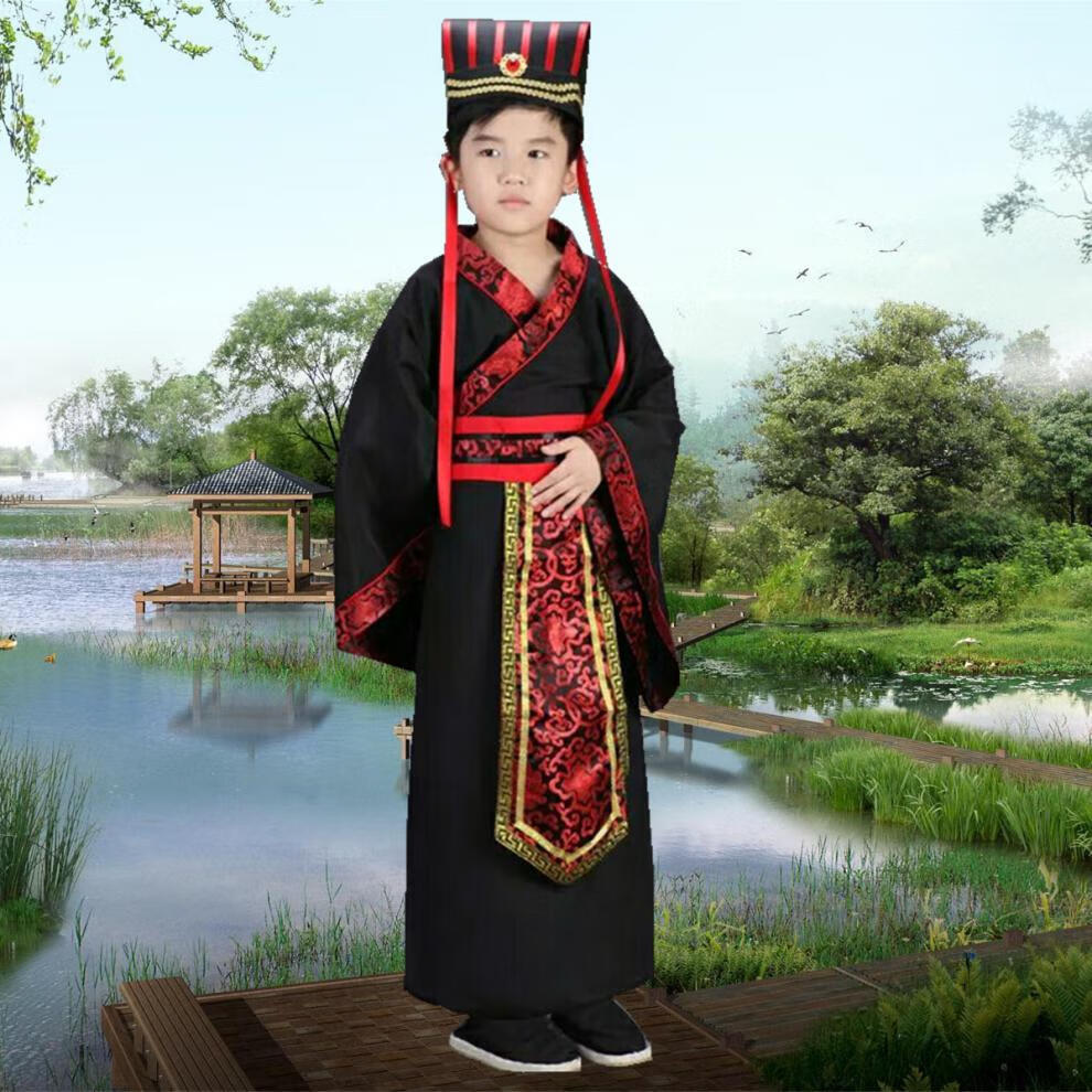 秦朝服装古装儿童汉服服装少儿秦汉皇帝秦王楚王课了本话剧演出服饰