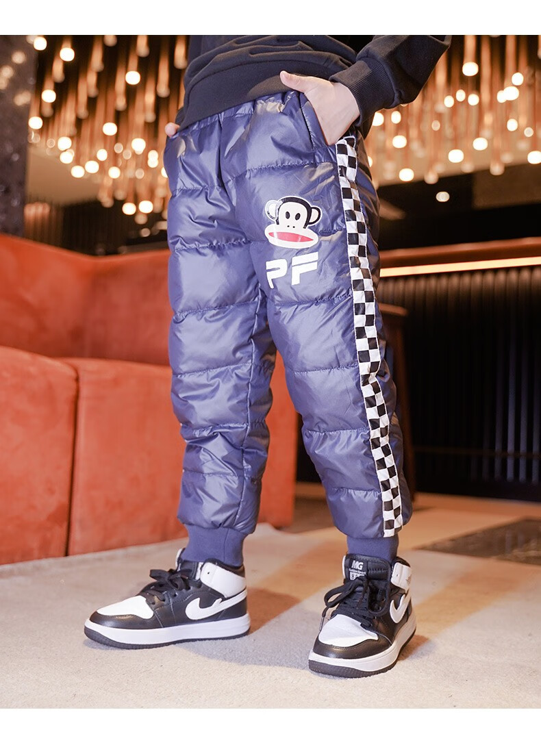 大嘴猴(paul frank)男童羽绒裤冬季儿童裤子中大童保暖长裤潮流童装裤