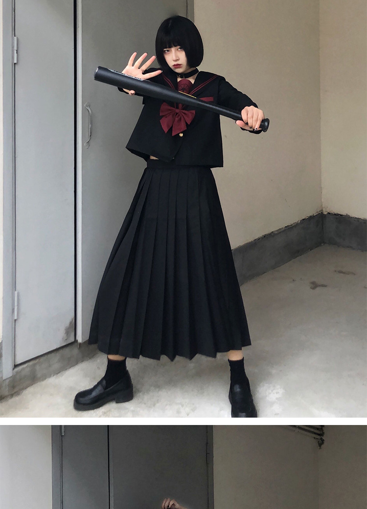 【神北jk】原创 狸猫社 正统jk制服不良少女长裙关西襟水手服套装