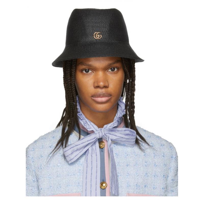 gucci古驰 帽子 女士 黑色 gg 草帽 图片色0 l = cm 59
