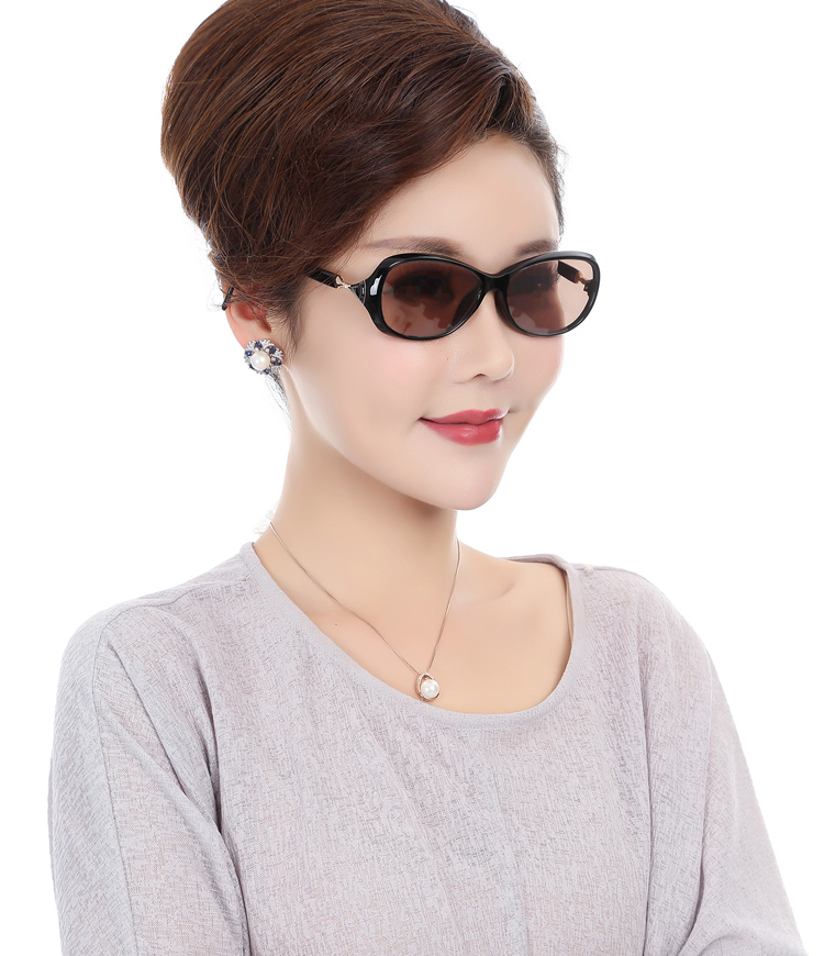 天然水晶眼镜女款 妈妈水晶太阳镜 中老年人养眼墨镜 养目石头镜 茶色