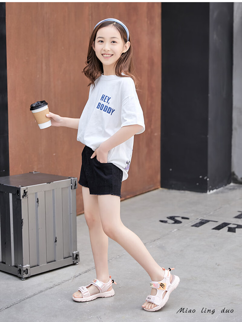 的女童凉鞋运动凉厚底女孩中大童学生鞋夏季女生儿童小学生软底沙滩鞋