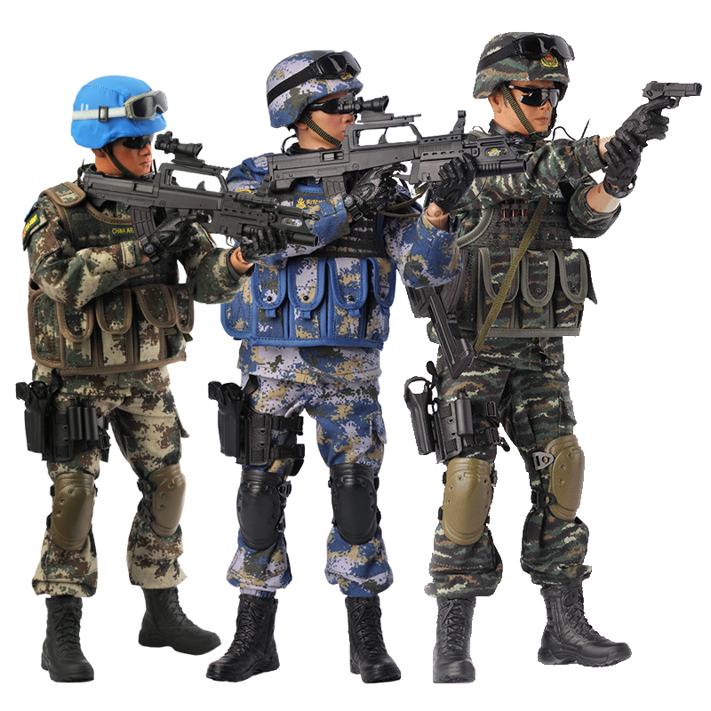收藏级特种兵人军人士兵模型人偶仿真1/6活动攻击手特警玩具 中国wu警
