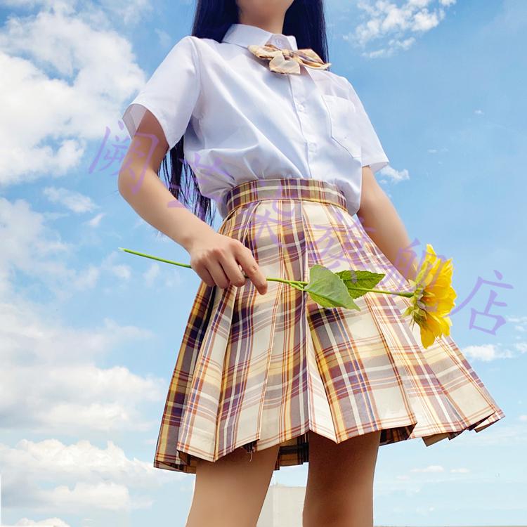 小學生穿的衣服裝女生學院風少女9樹莓紅茶套裝白色短袖襯衫格裙領結