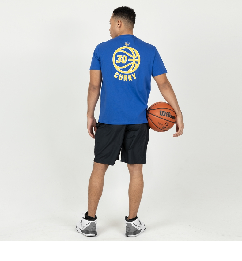 nba勇士队库里密切系列男子运动休闲时尚舒适圆领短袖t恤宝蓝色xl