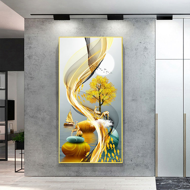 xg14高清水晶面晶瓷画铝合金拉丝框 晶瓷画金色铝合金拉丝框90*180