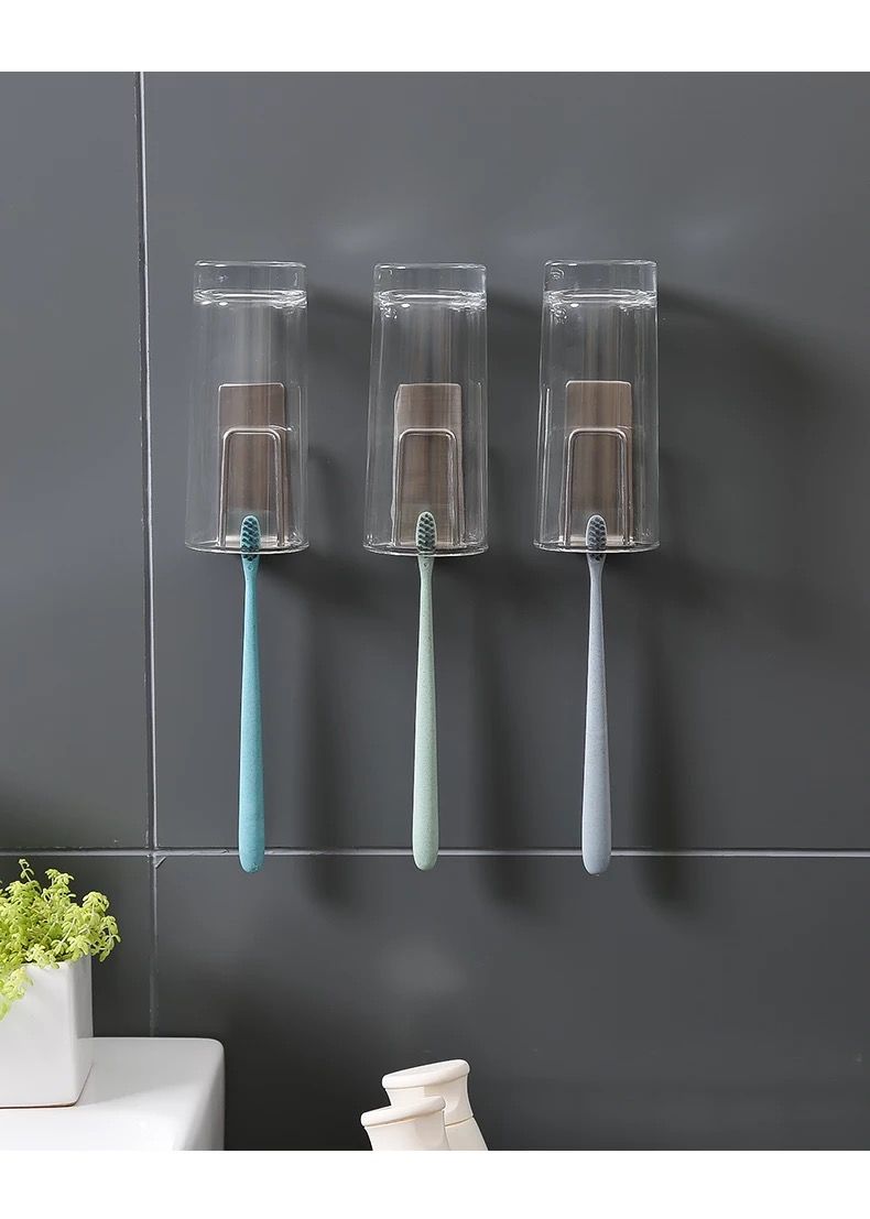 304不锈钢牙刷架免打孔吸式壁挂置物牙膏架牙杯电动架子漱口杯架暖心