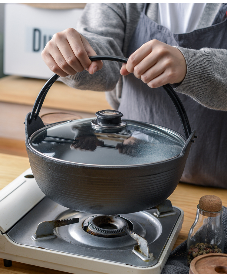 蓝调伊铸铁炖锅家用无涂层不粘老式生铁吊锅加厚日本汤锅日式锅具 29
