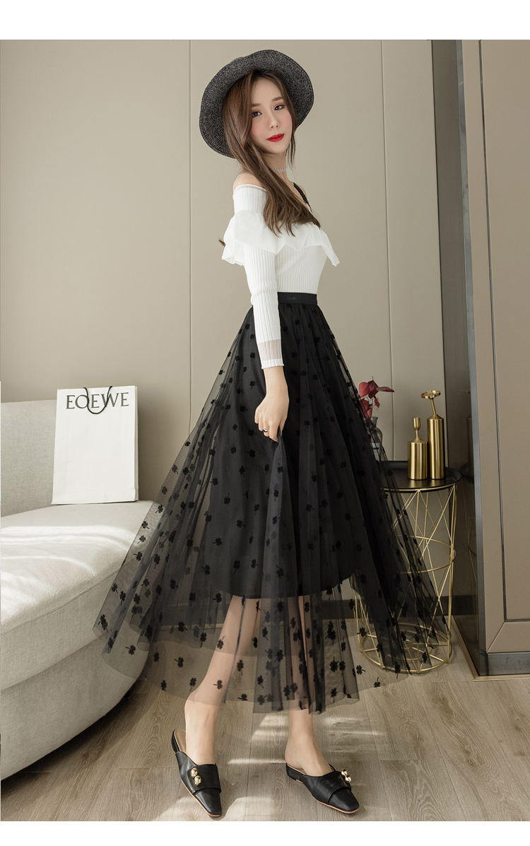 网纱裙半身裙纱裙女春夏新款女中长款三层纱裙a字