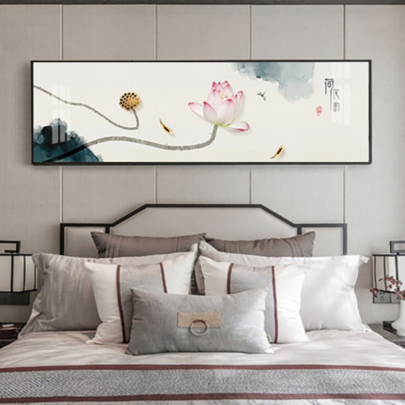 床头装饰画新中式卧室横幅画酒店客房挂画水墨国风茶室禅意中国画a款