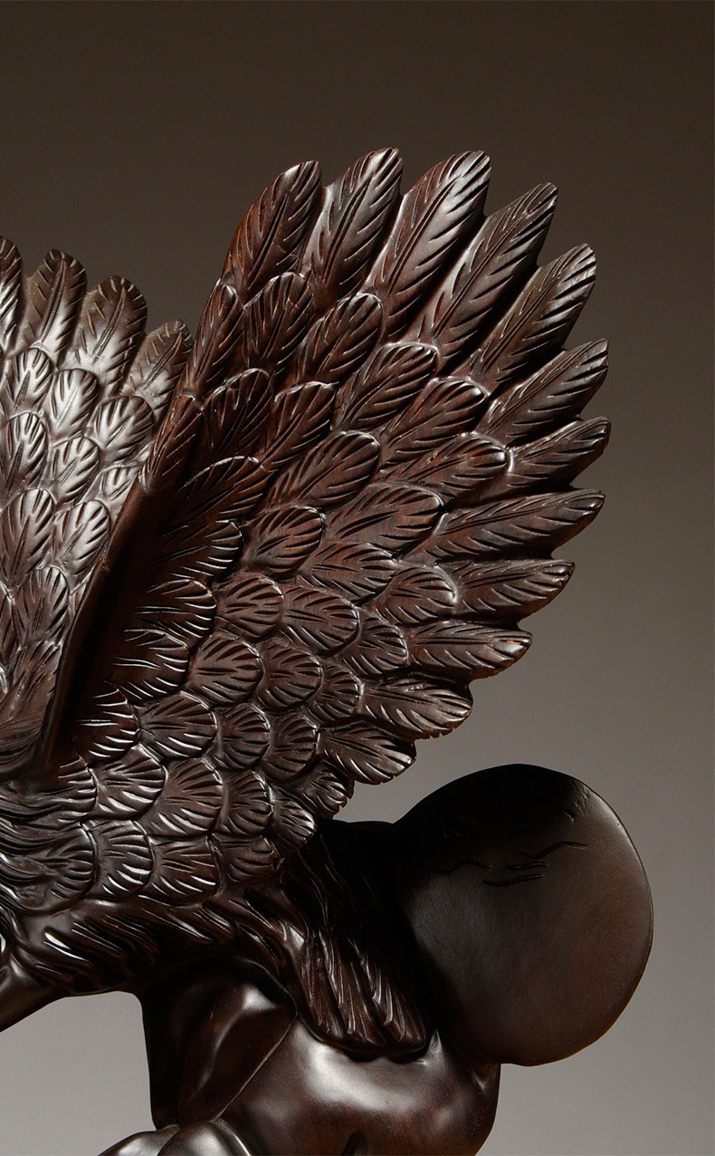 雅木品红木木雕老鹰摆件大展宏图雄鹰风水办公室桌面摆件实木雕刻工艺