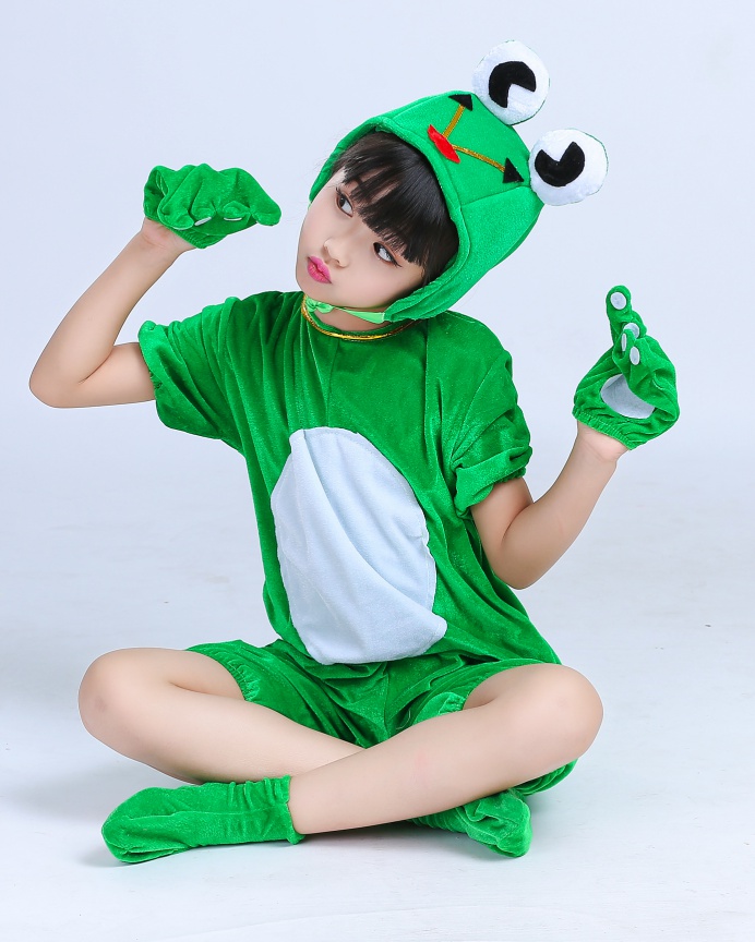儿童动物服小青蛙演出服小跳蛙服装小蝌蚪找妈妈青蛙表演服青蛙连体短