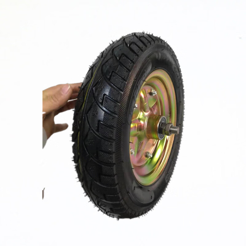 300-8充气/实心轮胎独轮车轮胎推车带轴独轮轱辘 军绿色