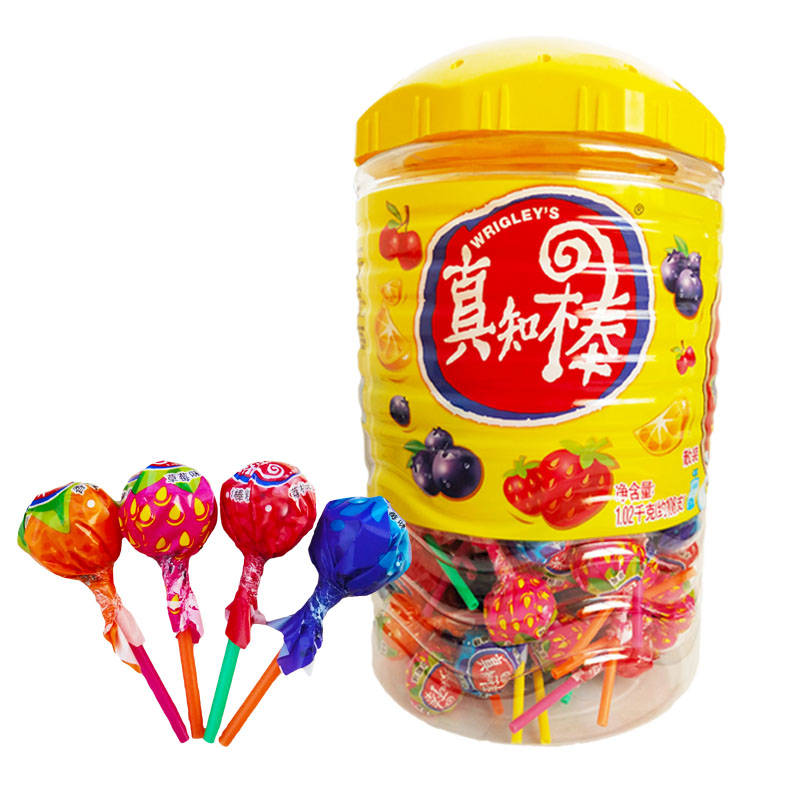 真知味棒棒糖 真知棒水果棒棒糖桶装混合味108支 荔枝蓝莓香橙草莓
