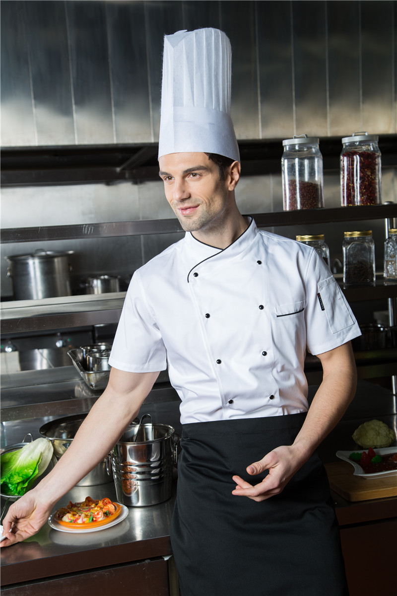 厨师服短袖夏装厨房后厨衣服中西餐厅服装双排扣酒店厨师工作服长袖