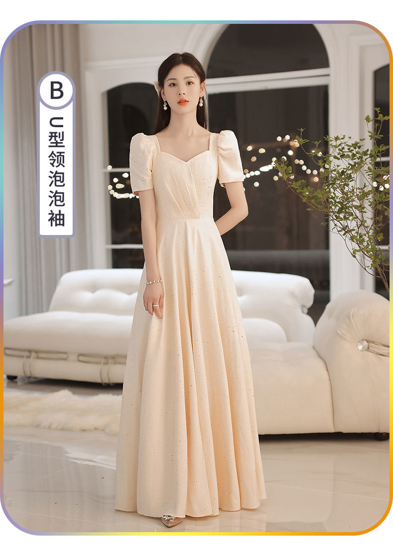惦慕香槟色伴娘服2022新款冬小众高级婚礼伴娘团晚礼服女宴会气质长款