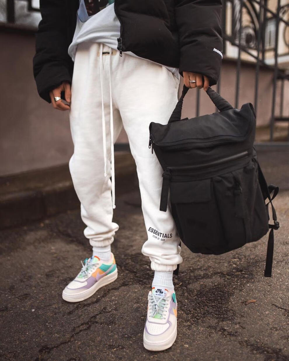 潮牌tx fog复线essentials裤子男女同款3m反光字母情侣休闲长裤潮