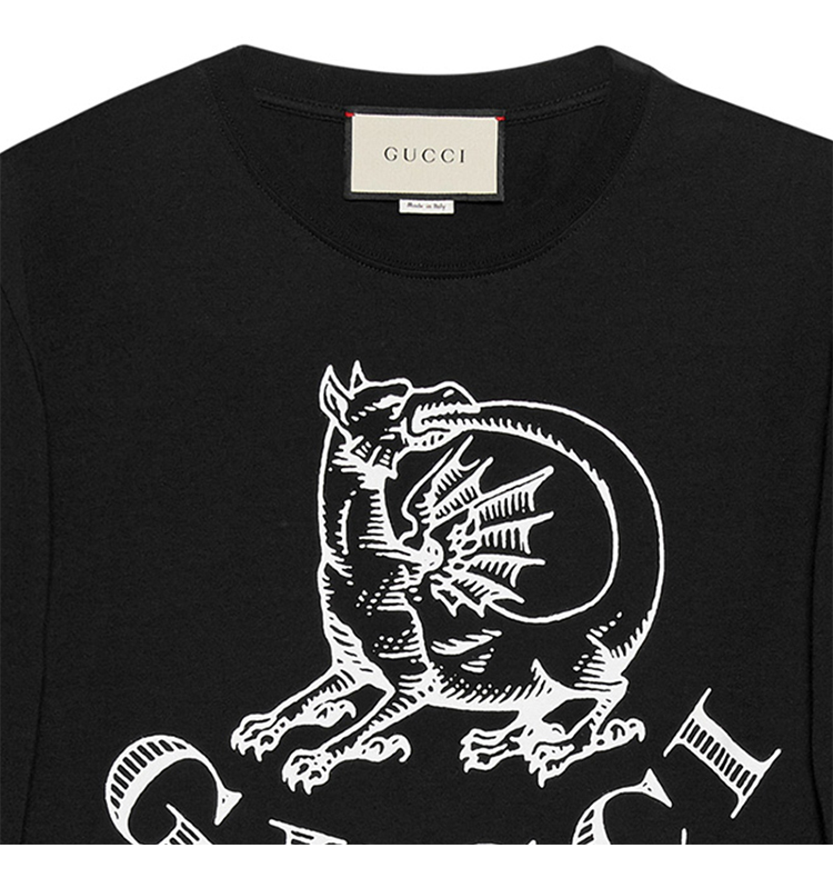 【新年礼物】gucci 古驰 男士棉质时尚印花/龙形请帖长袖t恤卫衣 米