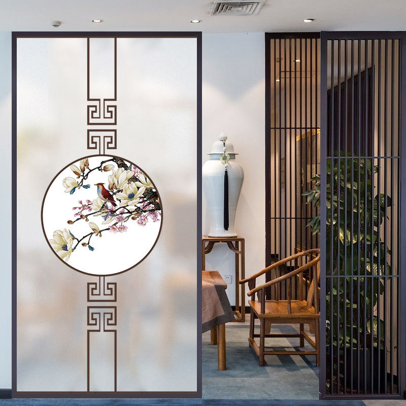 ‼️尊泉 古典中式复古屏风式玻璃贴窗花贴画窗户移门贴纸静电磨