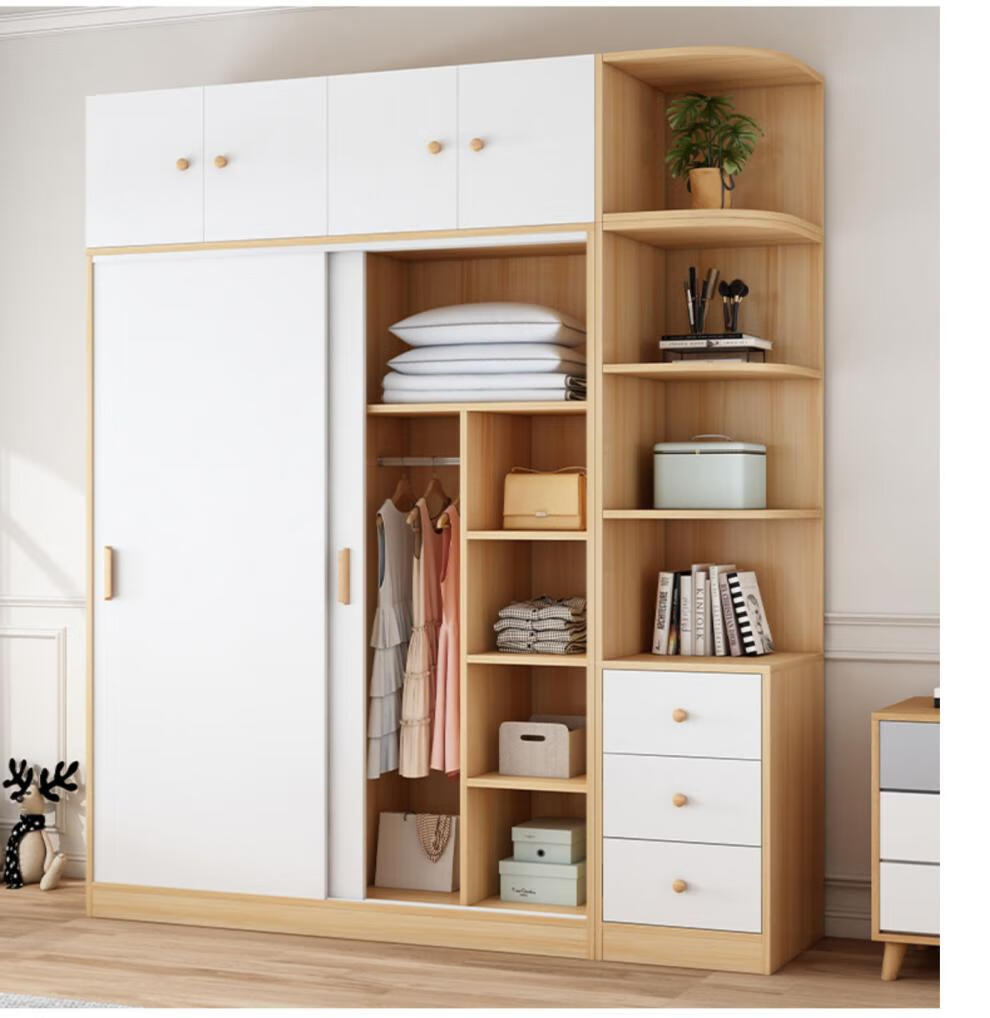 北欧小户型矮衣柜极简衣柜家用卧室现代小户型出租房储物柜儿童推拉