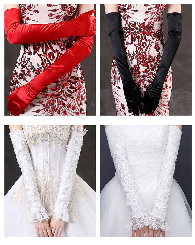 婚纱手套长款纱红手套结婚白色新娘超仙气森系秀禾蕾丝香槟色新长袖款
