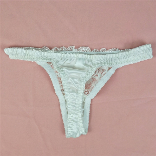 浪莎langsha女士丁字裤夏季女士丁字裤性感蕾丝花边真丝绸内裤红色m