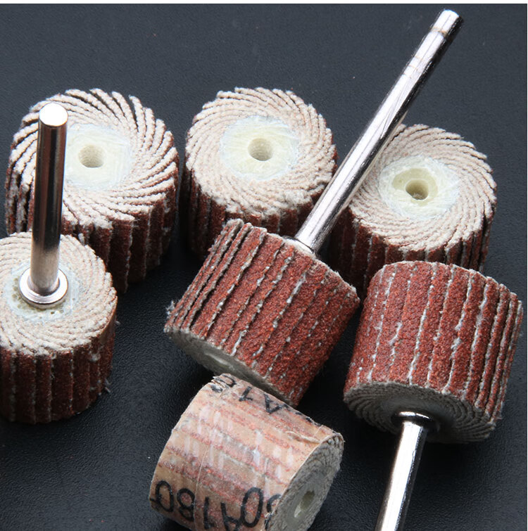 活柄百叶磨头3mm柄百叶砂纸轮打磨抛光轮千叶轮木工木头抛光10mm80目