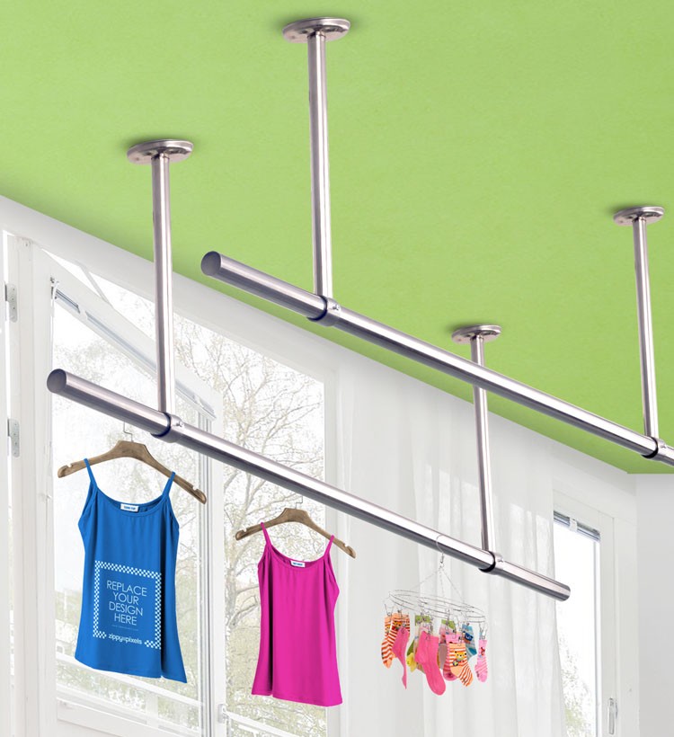 坂尚晾衣杆吊座阳台不锈钢吊杆晾衣架吊通底座支架凉衣配件固定托顶装