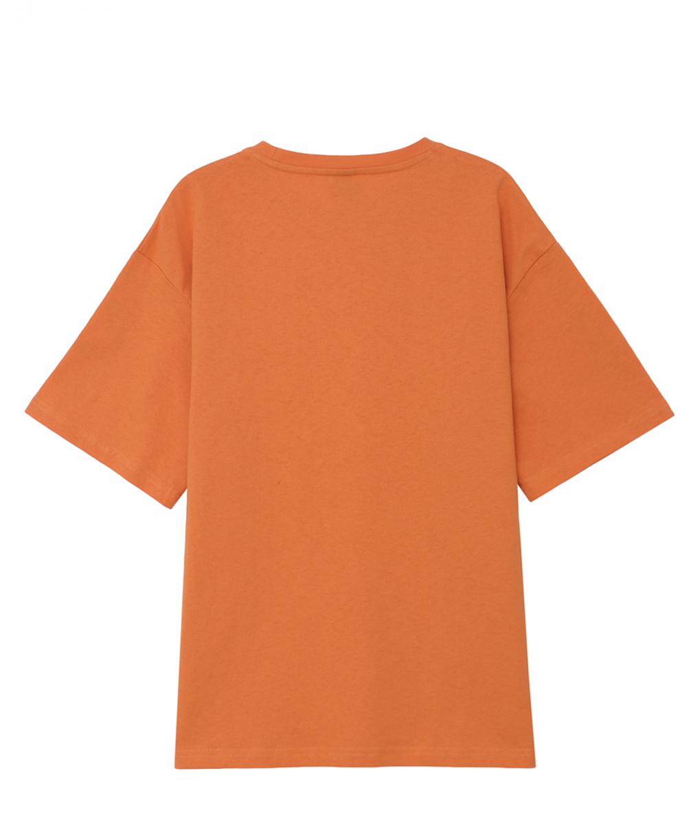 都衣舍2021女装夏装新款橙色ins潮宽松显瘦上衣半袖t恤ho0275 柑橘色