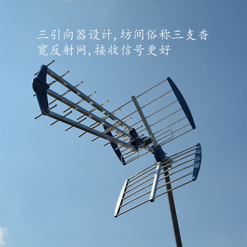 dtmb增益远程电视室外地面波接收鱼骨八木数码数字高清天线天蓝色5m
