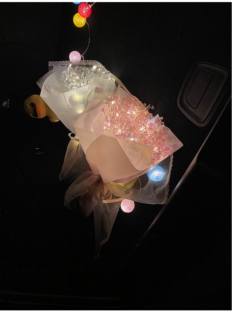 满天星灯花束diy材料包装饰灯摆件七夕送闺蜜女朋友礼物纯净白玻璃珠