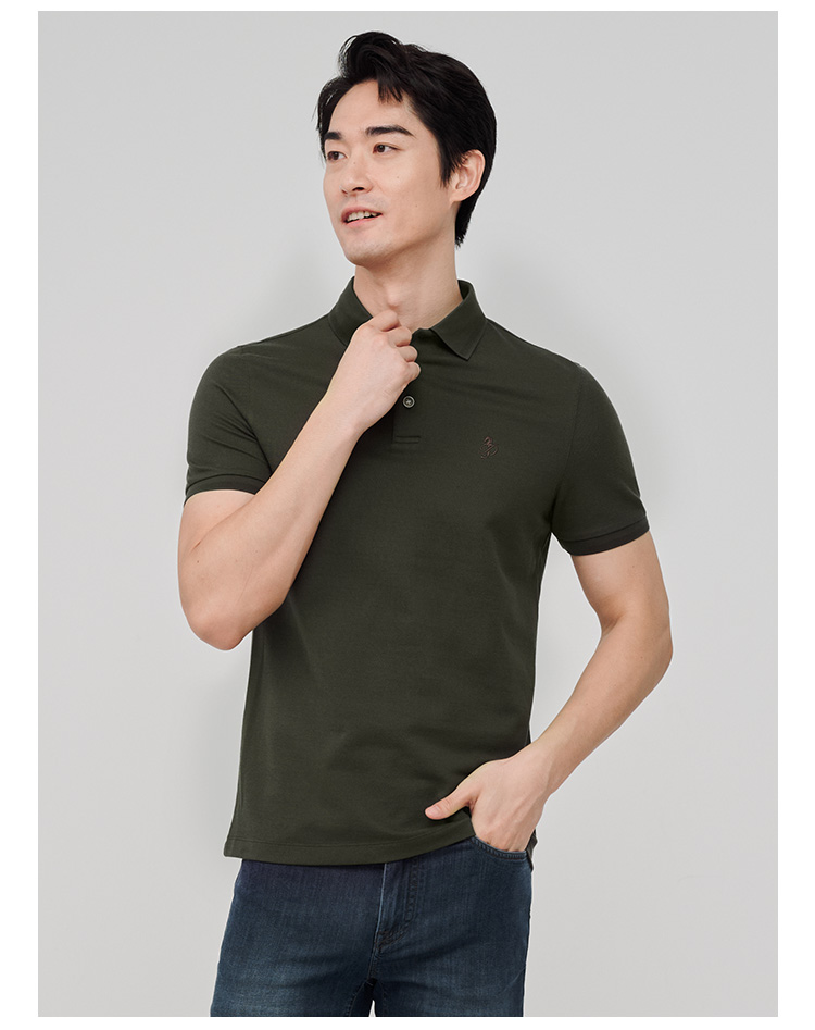 乔顿男士翻领polo衫高端商务休闲真丝短袖夏 墨绿色 46【图片 价格