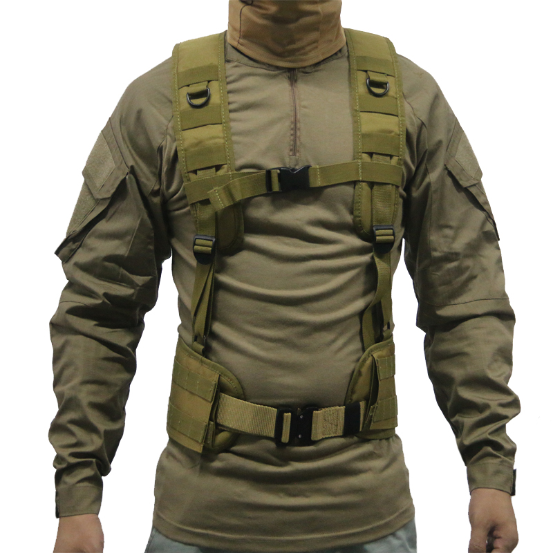 户外休闲战术腰封胸挂吊带双肩背带挂带h带 多功能外腰带 黑色 均码