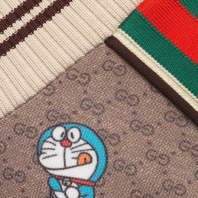 古驰gucci夹克哆啦a梦联名系列gg拉链夹克网眼衬里米色乌木色夹克预售