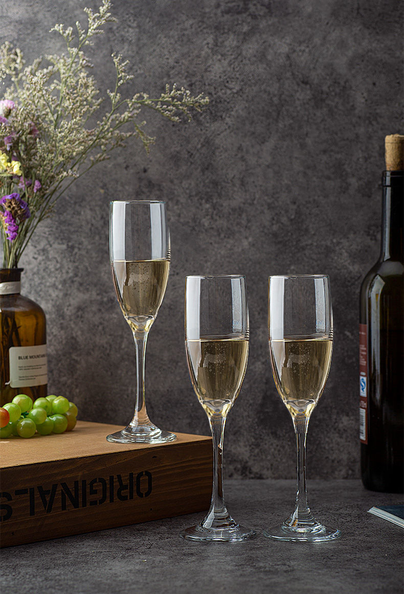 水晶玻璃香槟杯高脚杯葡萄酒杯鸡尾酒家用红酒杯酒吧酒具 185ml香槟杯