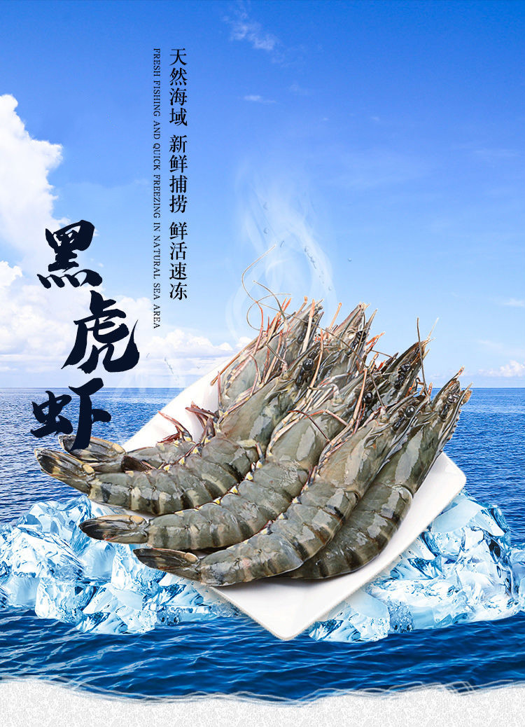 新鲜大黑虎虾老虎虾鲜活九节虾基围虾斑节虾海鲜水产1盒550g超大每盒