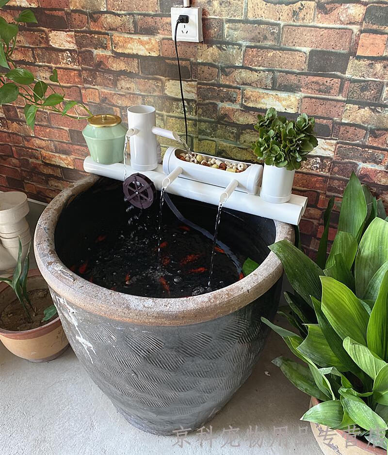 鱼缸过滤器上置水循环流水器瓷缸石槽圆形瓦缸养鱼增氧小型过滤泵长